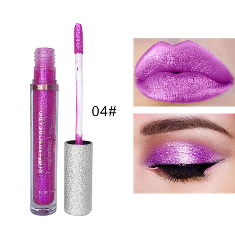 Qooiu ROMANTICBEAR 12 สี Diamond Shine Serie Lipgloss อายแชโดว์ 2 In 1 Glitter Pigment Lipgloss LIPS Eyes