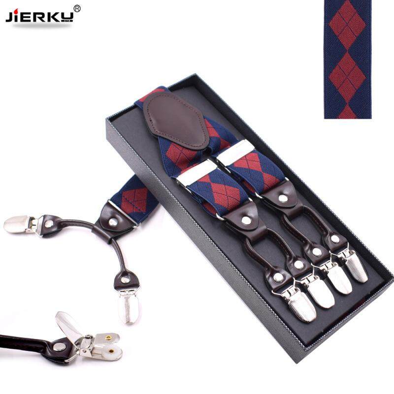 ชายใหญ่ลายสก๊อต Suspenders 6 Strong คลิปคลิปบน Y รูปร่างกว้างสายรัดแบบหนัง