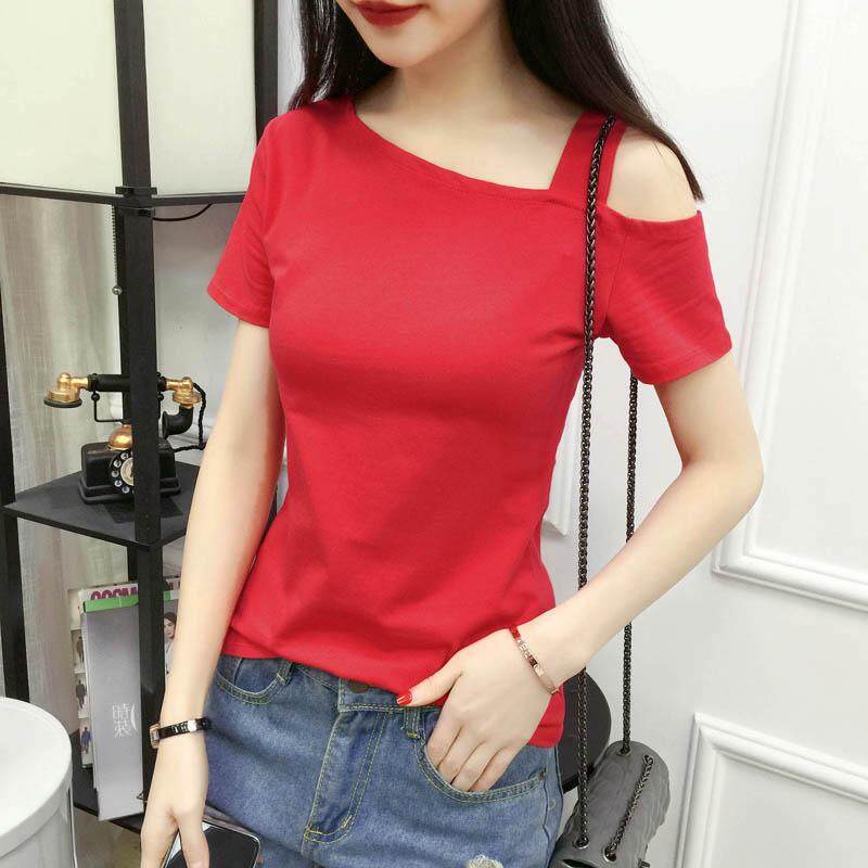 ฤดูร้อนใหม่เกาหลีสั้นแขนสั้นเสื้อยืดเปลือย Trim เสื้อด้านล่าง
