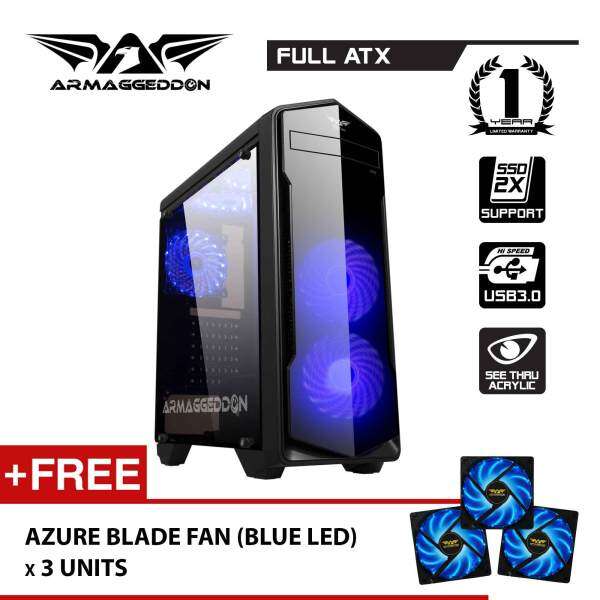 T5x Pro Full ATX - Smart Gaming Structure PC Chassis Free Azure Blade LED Fan (x3) By Armaggeddon Malaysia