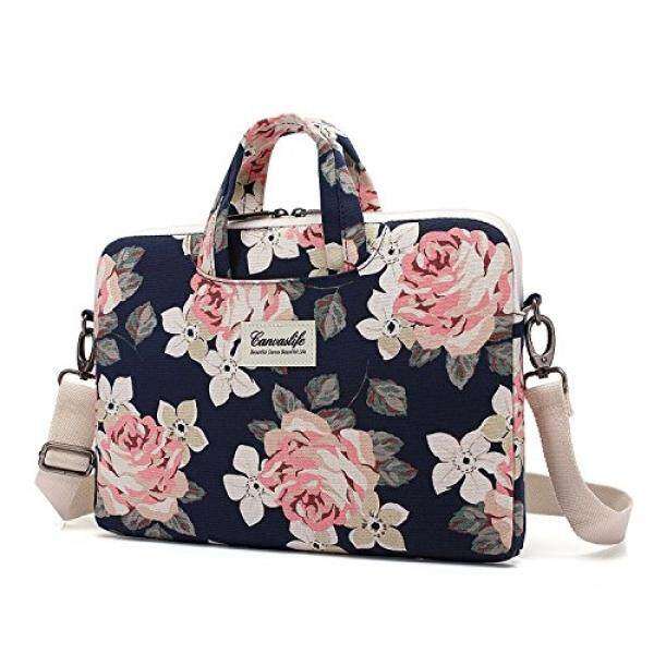 Canvaslife White Rose Patten Canvas Laptop Shoulder Messenger Bag Case Sleeve for 11 Inch 12 Inch 13 Inch Laptop and Macbook Air Pro 11 /12/ 13 Malaysia