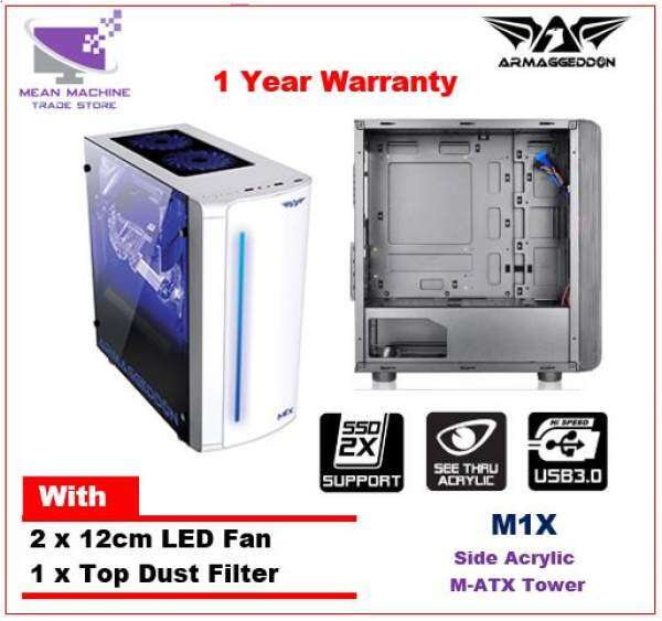 Armaggeddon M1X / Side Acrylic / Black White M-ATX Gaming Chassis Malaysia