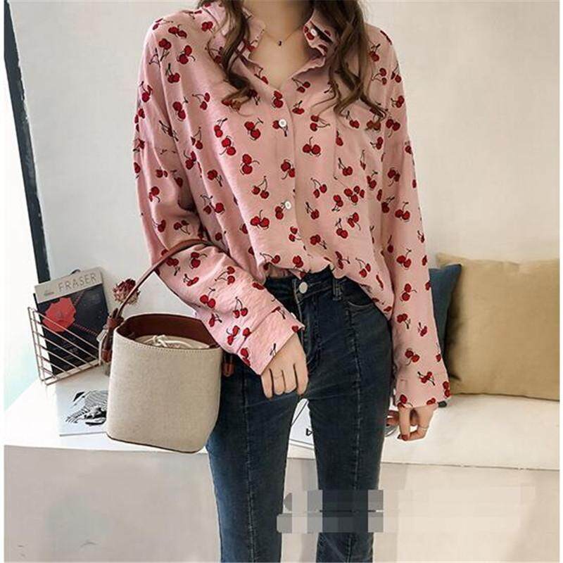 ใหม่ผู้หญิงสบายๆ Basic ฤดูร้อนเสื้อชั้นนำเชอร์รี่แขนยาว