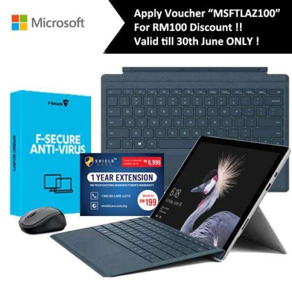 Microsoft Surface Pro i5/8G 256GB Free Type Cover Cobalt Blue + Shield Care 1 Year Extended Warranty + F-Secure End Point Protection + Wireless Mouse Malaysia