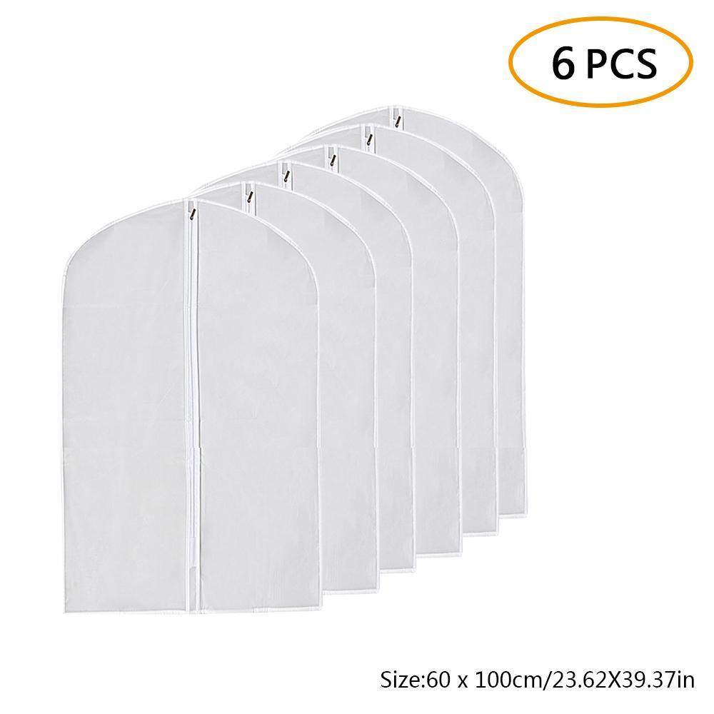 GoodGreat Garment Bag Clear Suit Bag Moth Proof Garment Bags White Breathable Full Zipper Dust Cover For Suit Dance Clothes Closet Pack Of 6