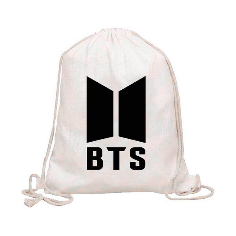 Linfang KPOP BTS แฟชั่นผู้หญิง Simple ผ้าใบหูรูดกระเป๋าเป้สะพายหลัง