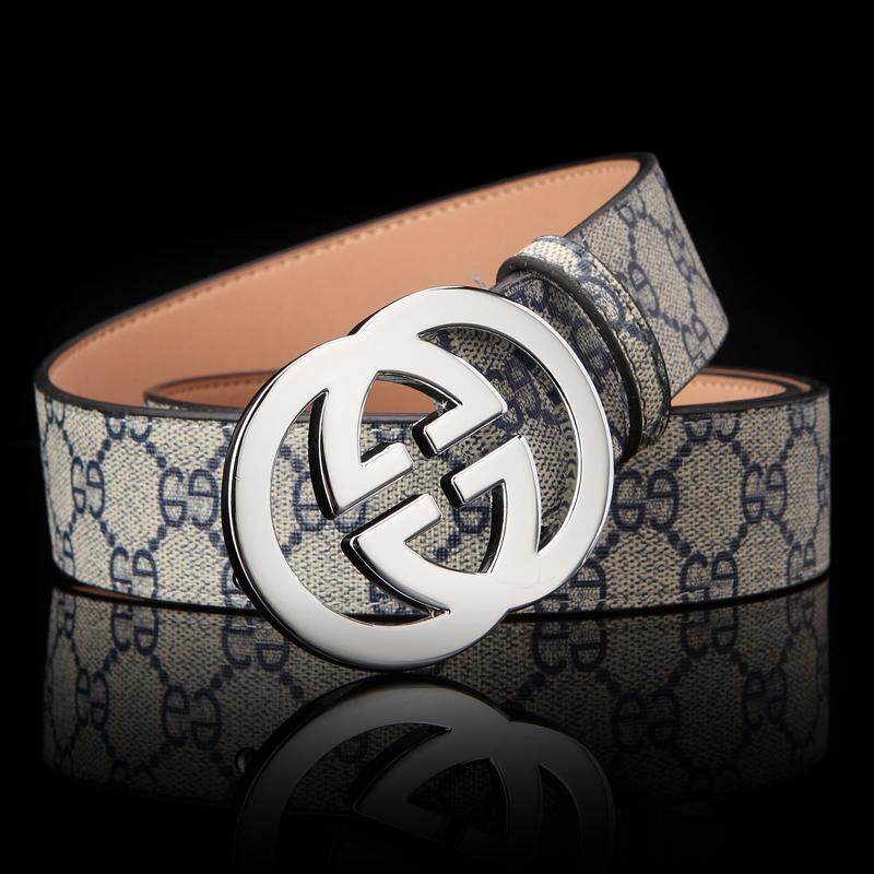 แฟชั่นคลาสสิกหนังเข็มขัดพร้อมหัวเข็มขัด GG PLUS Monogram เข็มขัดหนังสำหรับบุรุษและสตรี (125 เซนติเมตร) สามารถตัด