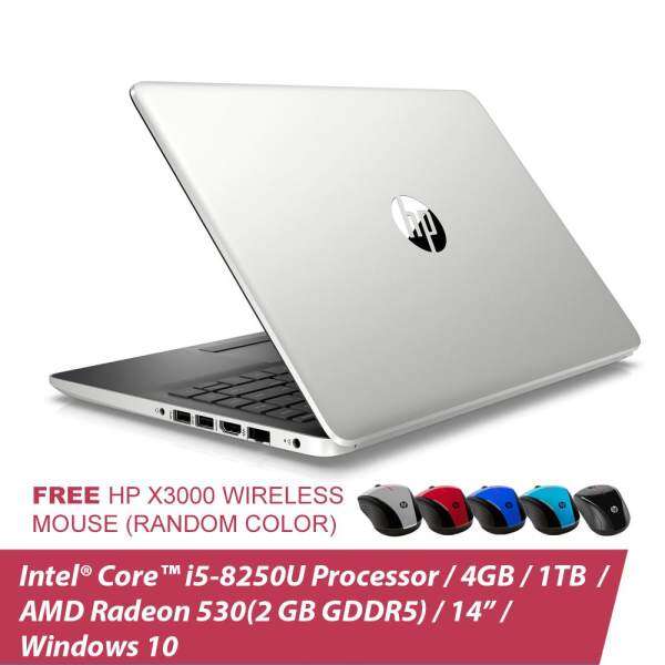 HP 14s-cf0040TX/ 14s-cf0041TX Laptop (Intel i5-8250U, 4GBD4, 1TB, AMD 530 2GBD5, 14 FHD, Win10) + Free HP X3000 Mouse Malaysia