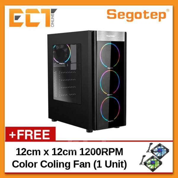 Segotep Wider X3 Transparent ATX Mid Tower Gaming Casing / Chasis with 3 RGB Fan - Black Malaysia