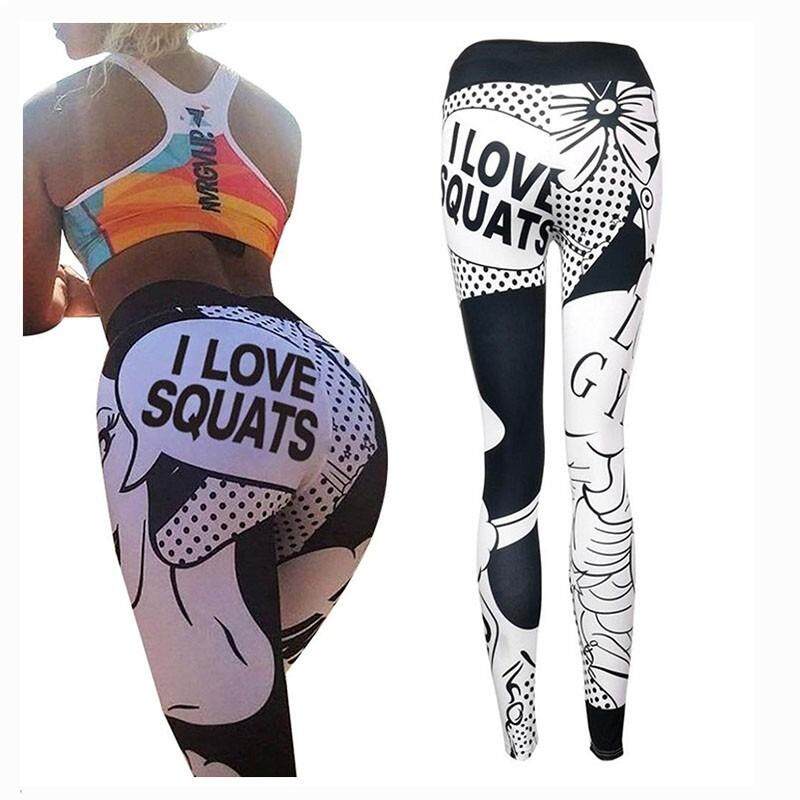 โยคะยิมสำหรับผู้หญิงเอวสูง Love Squat พิมพ์เลกกิ้งฟิตเนสกางเกงสำหรับวิ่งออกกำลังกายกางเกงวิ่ง Tights หญิงฟิตเนสกีฬา Leggins กางเกงเด็กผู้หญิง