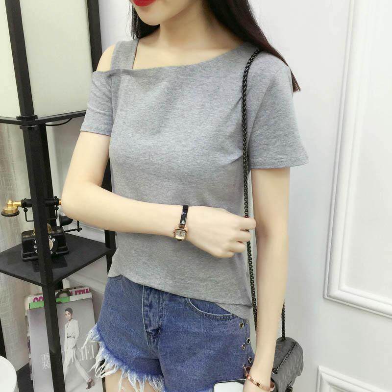 ฤดูร้อนใหม่เกาหลีสั้นแขนสั้นเสื้อยืดเปลือย Trim เสื้อด้านล่าง