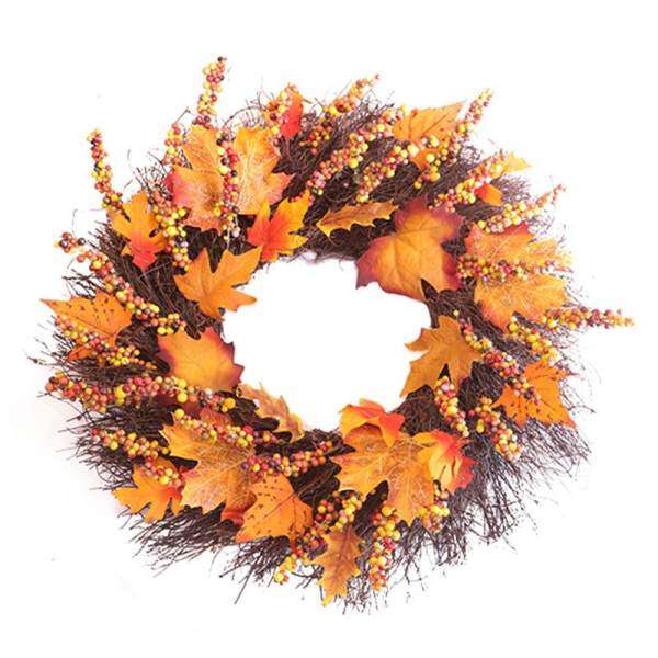 Thanksgiving Day Door Simulation Berry Maple Leaf Door Wall Ornament Large Wreath Garland Style:Pictures