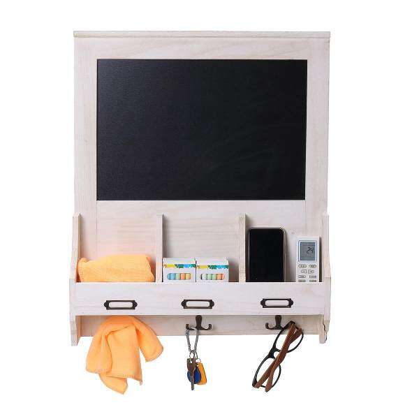 Shabby Chic Blackboard Vintage Chalk Board Wooden Notice Hooks Post Key Storage White
