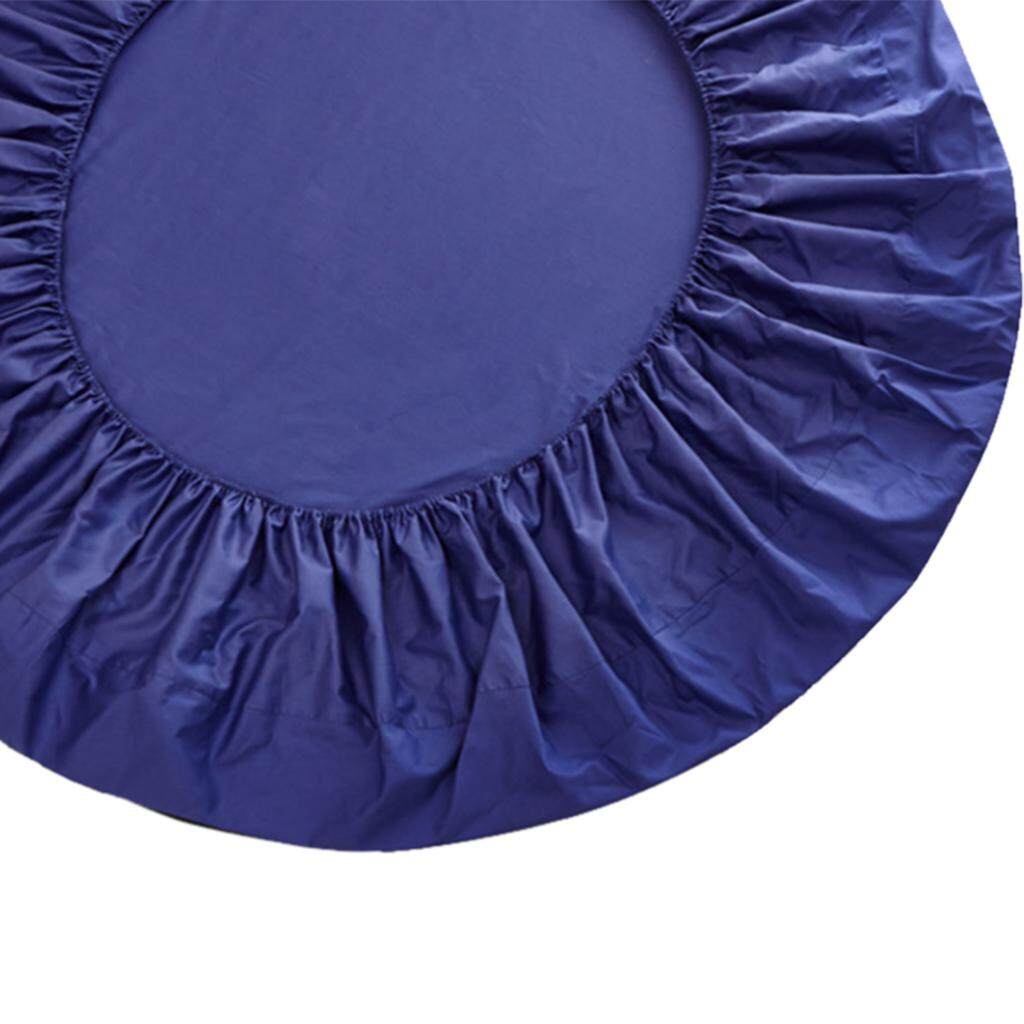 BolehDeals Solid Color Pure Cotton Round Bed Spread Fitted Sheet Covers Sapphire Blue