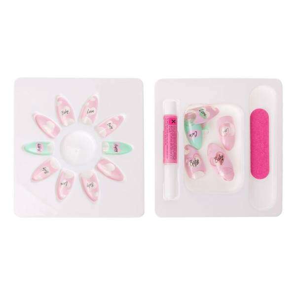 24Pcs Cute French Full Nail Tip Baby Love Happy False Nails Art DIY Tool - intl Philippines
