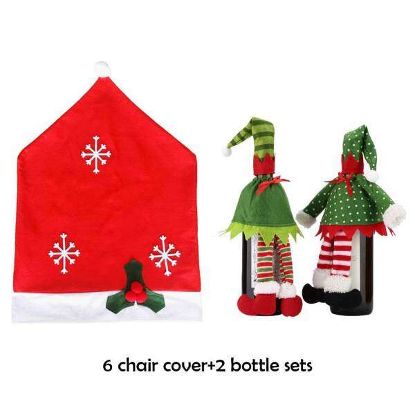 Yugos 6 Christmas Chair Covers And 2 Packs Wine Bottle For Holiday Party Festival Kitchen Dining Room Yugos 6 Christmas Chair Covers And 2 Packs Wine Bottle For Holiday Party Festival Kitchen Dining Room