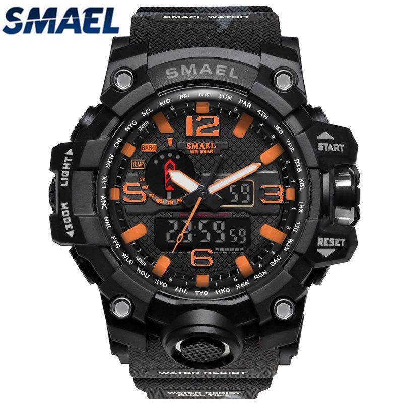 SMAEL Brand Camouflage Military Watch Men G Style Dual Display LED Digital-Quartzwatch Men's G Style Fashion S Shock Sport Watch 1545mc