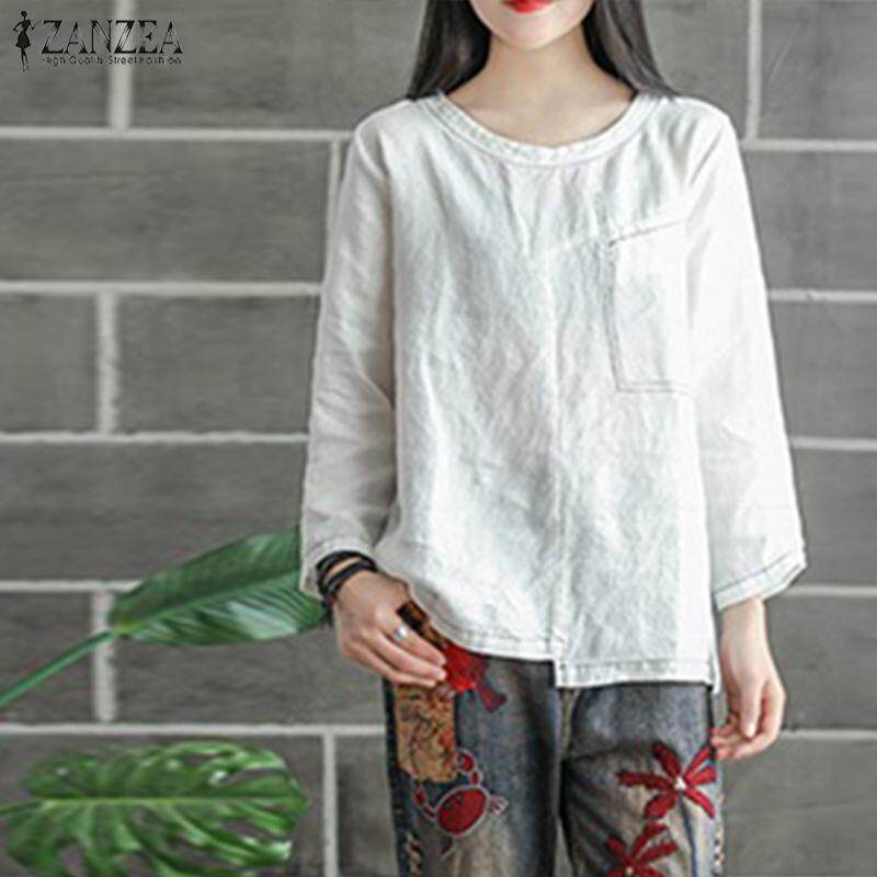 ZANZEA Women Casual Solid Basic Pullover Top Tee T Shirt Office Work Blouse ZANZEA Women Casual Solid Basic Pullover Top Tee T Shirt Office Work Blouse
