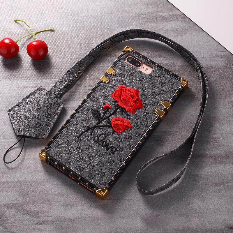 หรูหราปักกุหลาบเคสโทรศัพท์มือถือขอบซิลิโคน