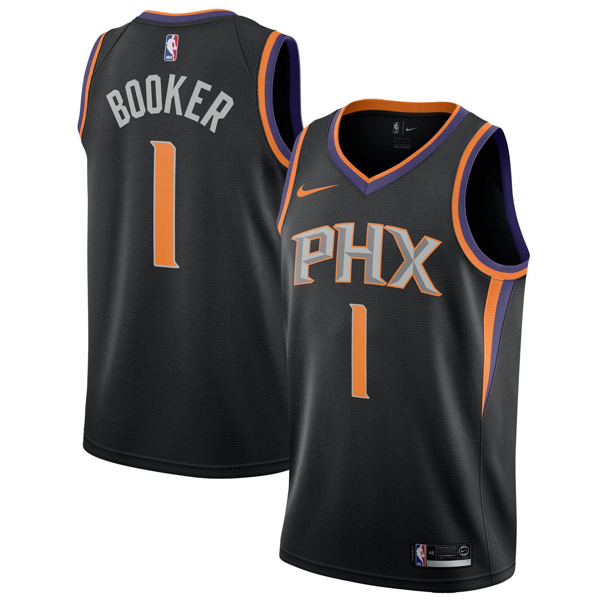 NBA Small Statement Edition Black Phoenix Suns Devin Booker Basketball Clothes For Man NO.1 Swingman Jersey Amrican lightweight