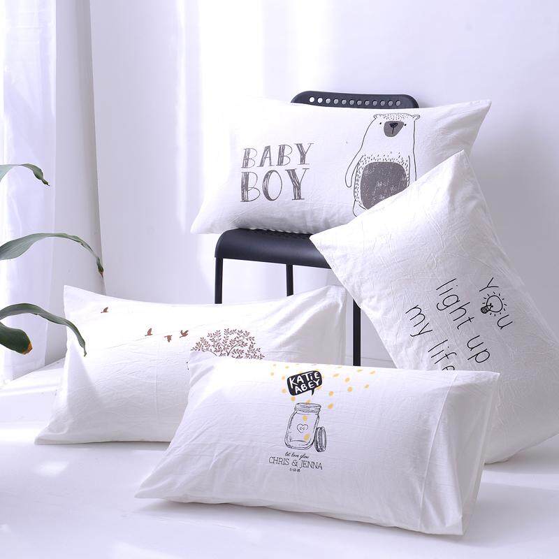 Trong Bắc Âu Đơn Giản Hoạt Hình 100% Cotton Bông Giặt Nước Một Chiếc Vỏ Gối Tao Nhã Sắc Xanh Thiên Nhiên 100% Cotton Vỏ Gối