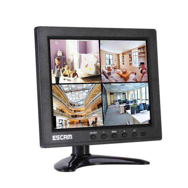 ESCAM T08 8 inch TFT LCD 1024x768 Monitor With VGA HDMI AV BNC USB For PC CCTV Security Camera Black UK Plug Malaysia