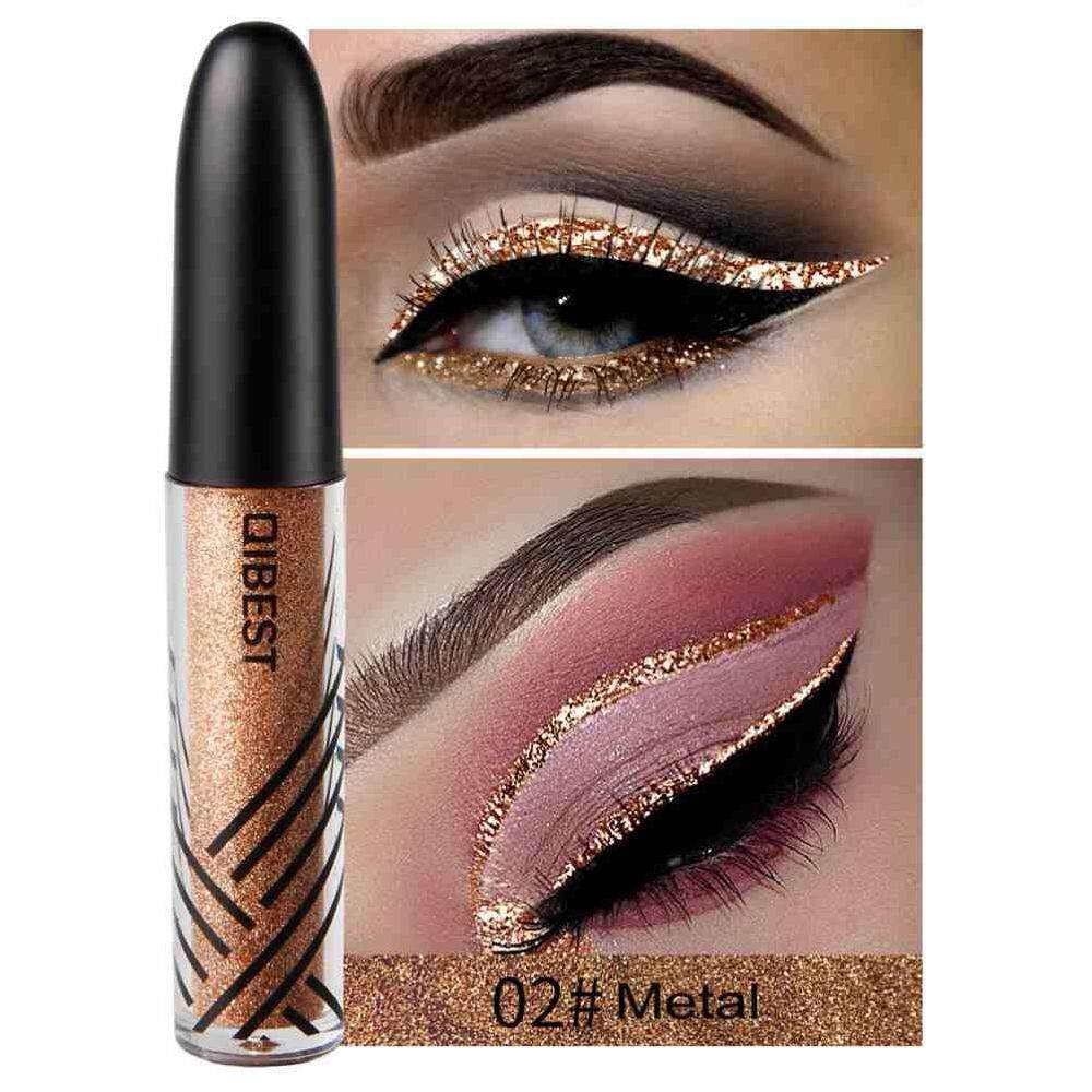 Qooiu QIBEST 13 สีแฟลชอายไลน์เนอร์แบบน้ำอายแชโดว์ Liquid Glitter Makeup เครื่องสำอางค์