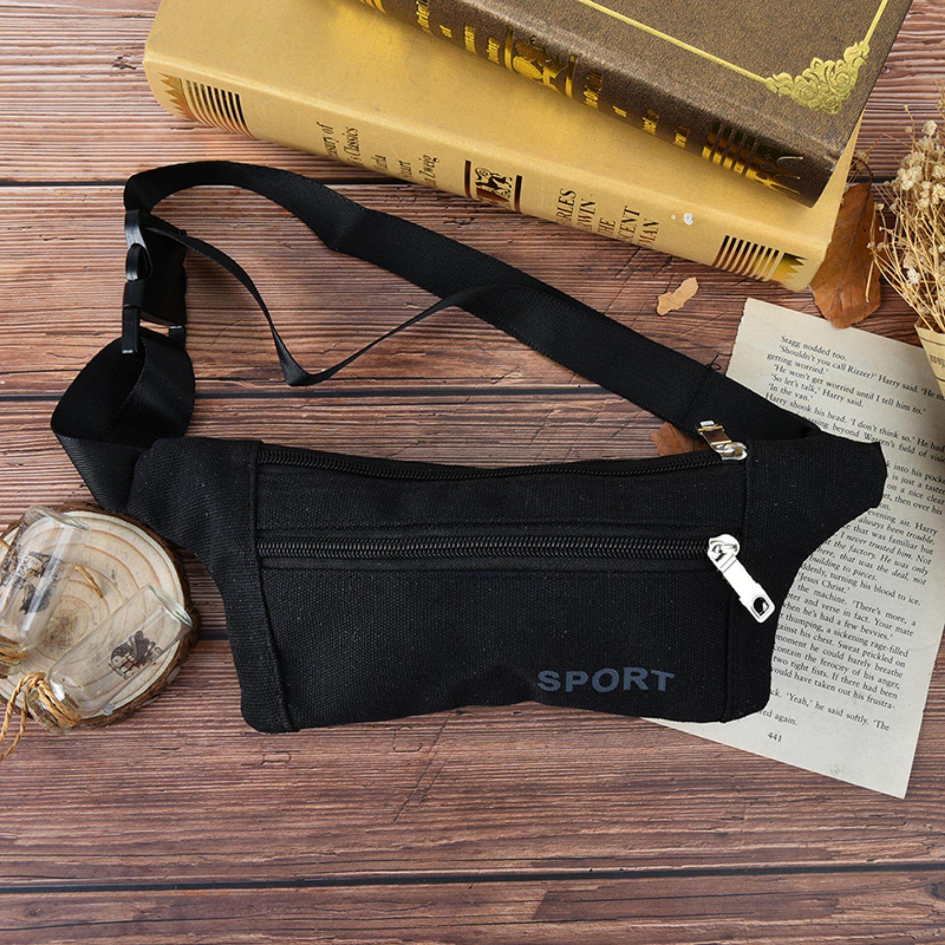 Unisex Running Bag Travel Handy Hiking Sport Waist Bag Black