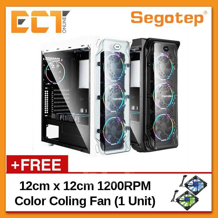 Segotep Lux 2 Transparent ATX Mid Tower Gaming Casing / Chasis with 3 RGB Fan - Black Malaysia