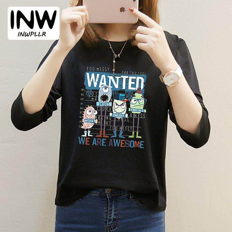INWPLLR เสื้อยืดลำลองเสื้อเสื้อยืดสตรี Harajuku การ์ตูนเสื้อยืดพิมพ์ลายเสื้อผู้หญิงฤดูใบไม้ร่วง O - Neck แขนยาวตลกเสื้อยืดสำหรับผู้หญิง INWPLLR เสื้อยืดลำลองเสื้อเสื้อยืดสตรี Harajuku การ์ตูนเสื้อยืดพิมพ์ลายเสื้อผู้หญิงฤดูใบไม้ร่วง O - Neck แขนยาวตลกเสื้อยืดสำหรับผู้หญิง
