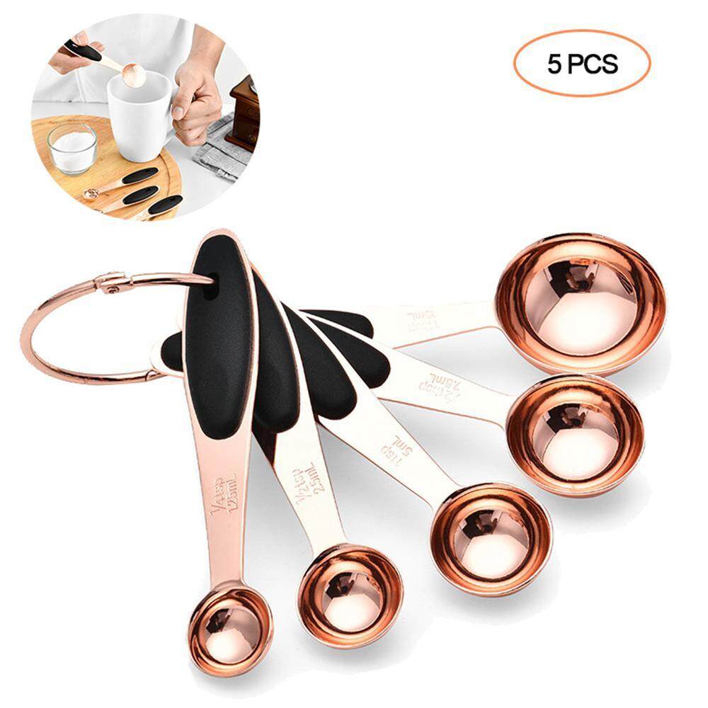 leegoal DIY Baking Tool Rose Gold Stainless Steel Measuring Cup Set Of 5