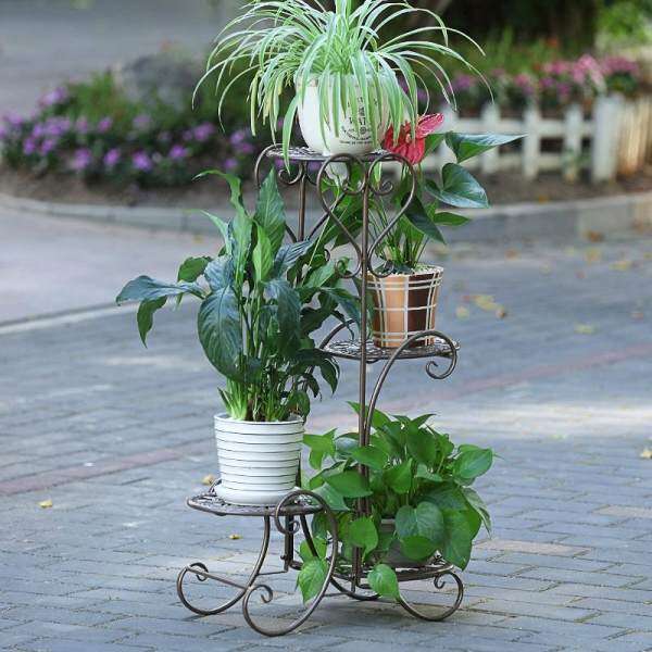 MWT1 Iron Art Flower Stand Floor-type Flowerpot Shelf Multilayer Indoors And Outdoors European Style Living Room Terrace/Patio Scindapsus Shelf