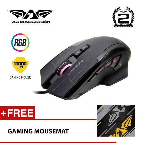 Starship III RGB 9 Buttons Gaming Mouse (10000 CPI) Free Mousemat By Armaggeddon Malaysia