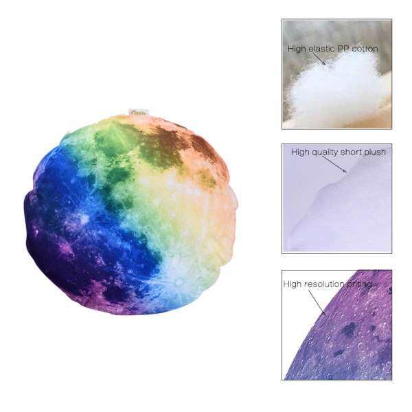 Funlife Creative Luminous Luminescent Moon Pillow Fluorescent Christmas Birthday Gift 44cm Single Cushion Pillowcase - intl