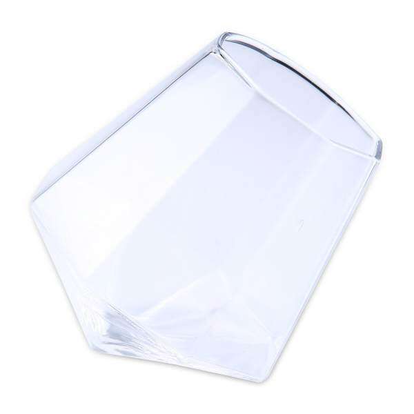 bovong Whiskey Glass, Diamond Shaped Rotation Whiskey Clear Glass Drinking Mug, 7.5x6cm