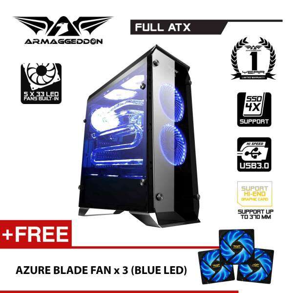 Armaggeddon Infineon 5000 ATX Gaming Tower (Free Azure Blade Fan x 3) Fully Tempered Glass Front & Side Panel Malaysia