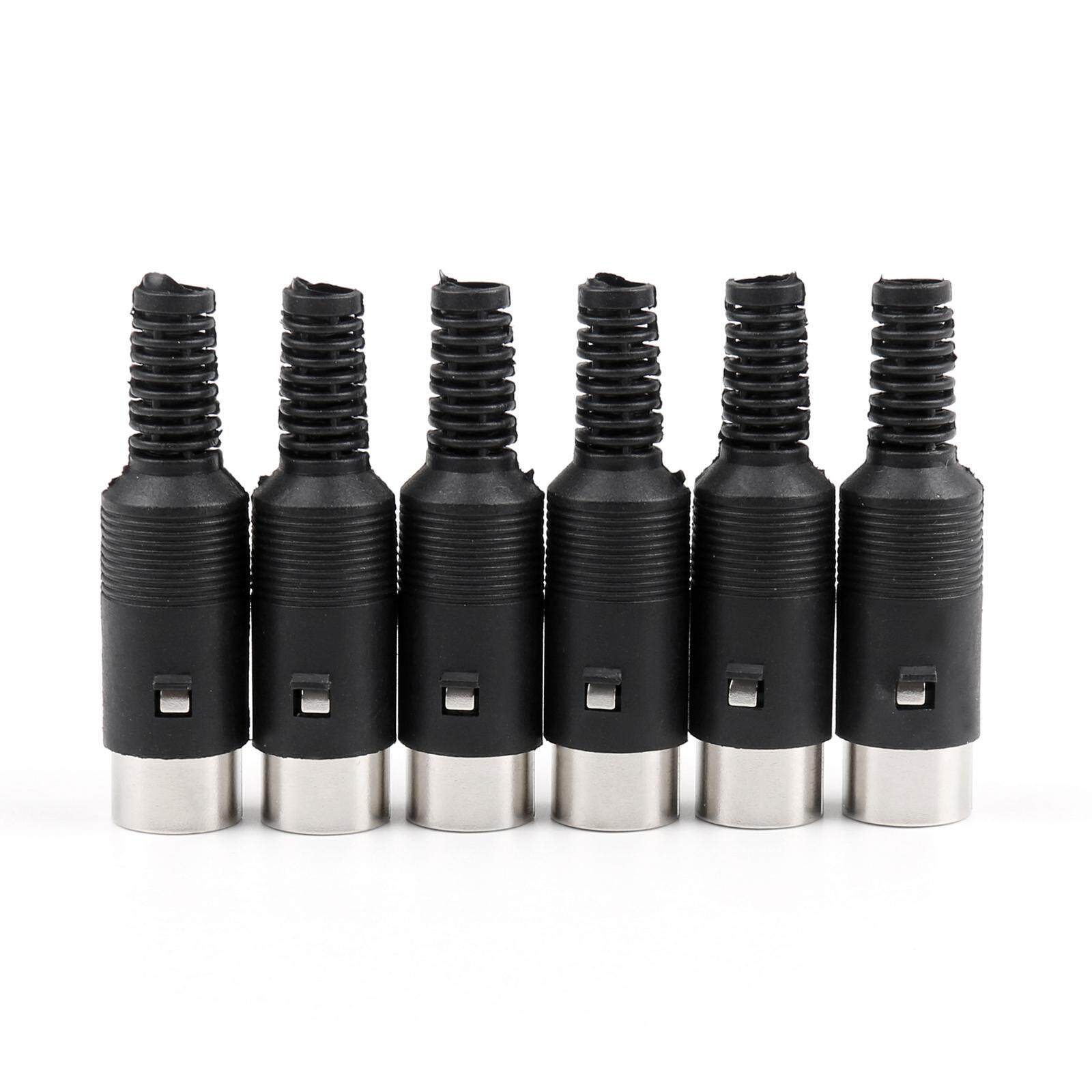 Areyourshop 6 ชิ้น 8 PIN DIN หัวเชื่อมปลั๊กพร้อมด้ามจับพลาสติกสีดำชาย - INTL