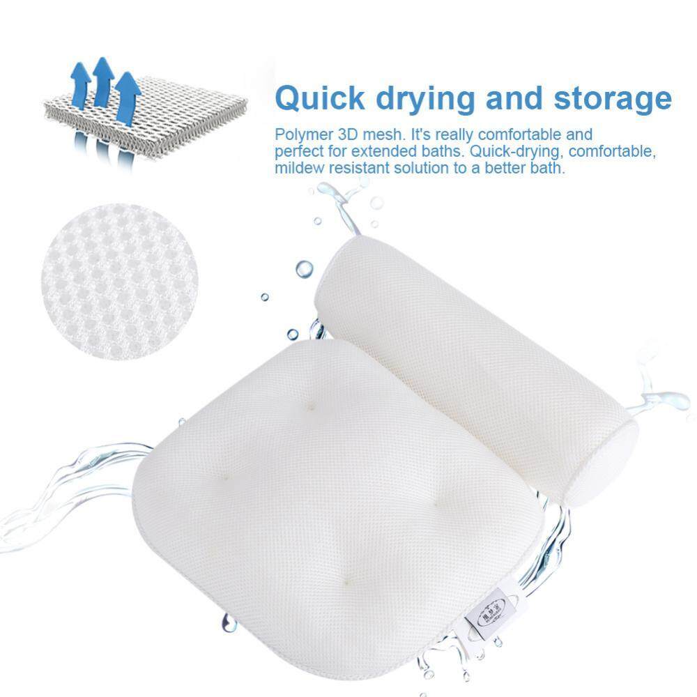 3D Mesh Spa Non-Slip Cushioned Bath Tub Spa Pillow Bathtub with Suction Cups for Neck and Back - intl