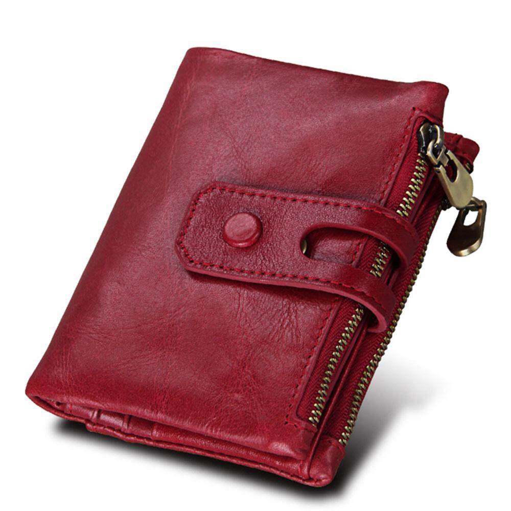 OEM Aolvo RFID การปิดกั้นกระเป๋าสตางค์ 2018 ใหม่ซิปหนังแท้กระเป๋าสตางค์ Bifold สำหรับผู้ชายมีกระเป๋าใส่เหรียญและหน้าต่างภาพ