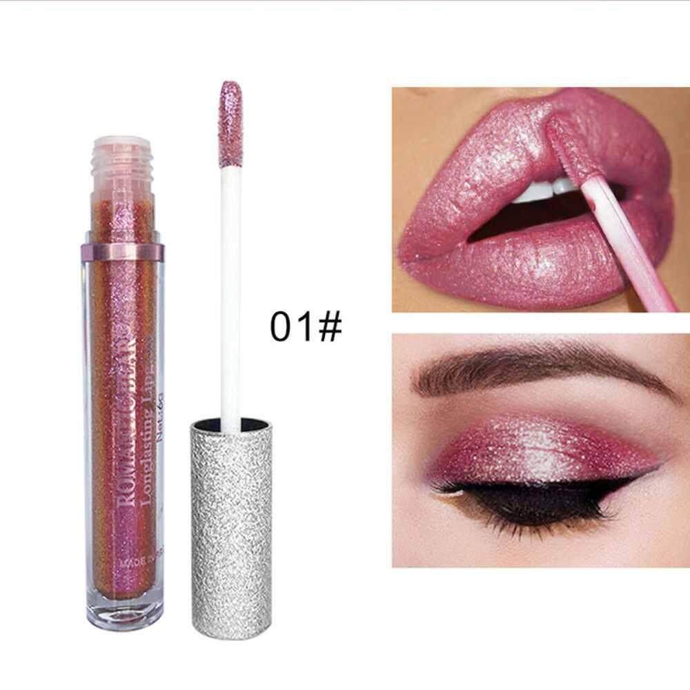 Qooiu ROMANTICBEAR 12 สี Diamond Shine Serie Lipgloss อายแชโดว์ 2 In 1 Glitter Pigment Lipgloss LIPS Eyes