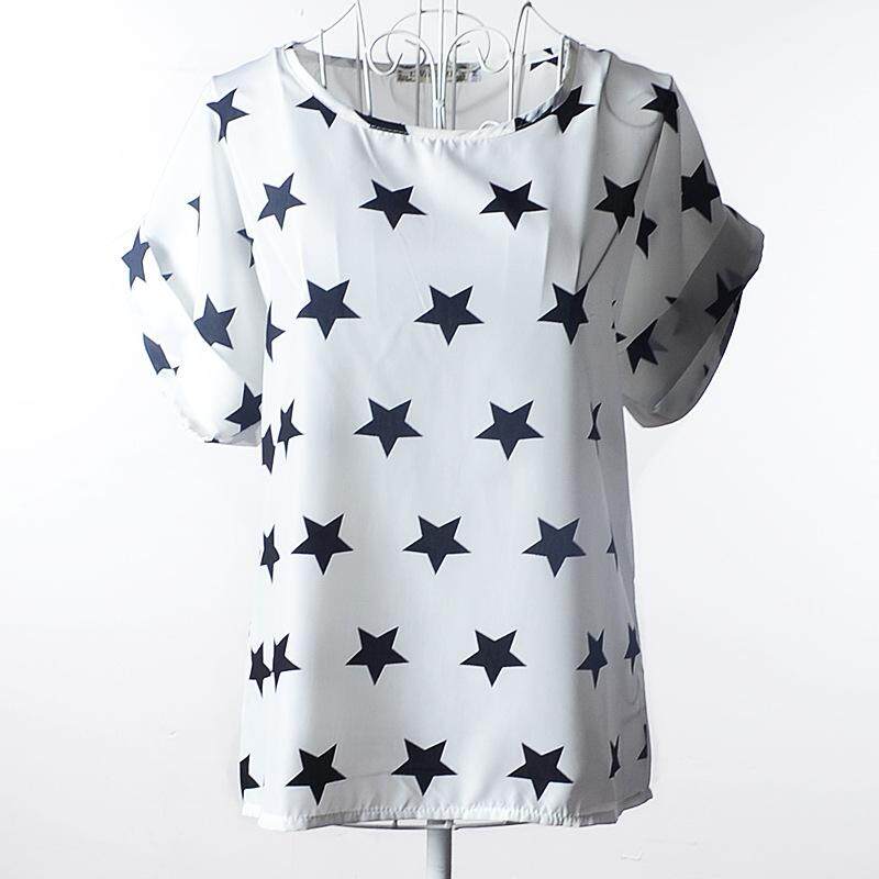 Amart แฟชั่นผู้หญิงเสื้อชีฟองพิมพ์เสื้อสตรีแขนสั้น TEE หลวมเสื้อลำลอง - INTL Amart แฟชั่นผู้หญิงเสื้อชีฟองพิมพ์เสื้อสตรีแขนสั้น TEE หลวมเสื้อลำลอง - INTL