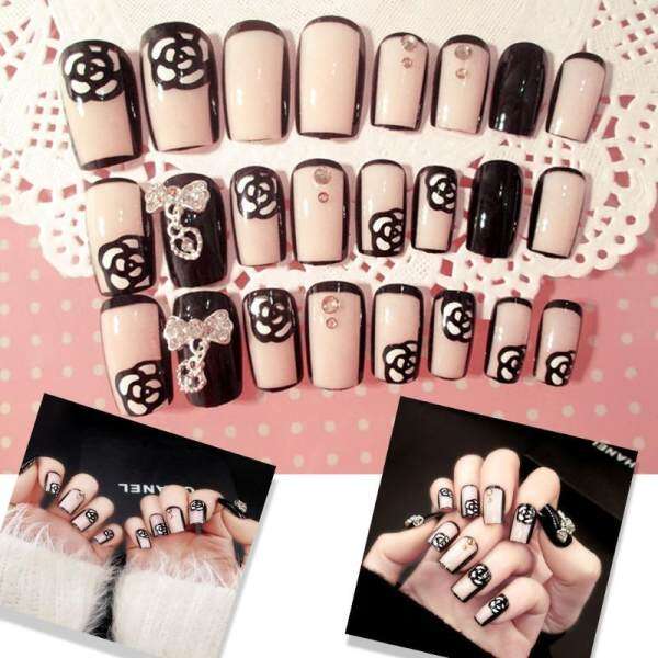 Fashion Beauty French Manicure Fake Nails 24PCS Acrylic False Nail Tips Gift - intl Philippines