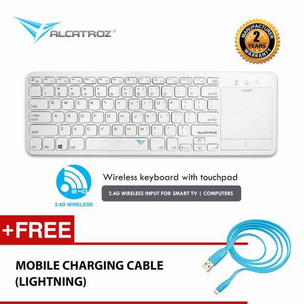 Alcatroz AirPad 1 Wireless Keyboard With Touchpad for Smart TV & Computer (PS4 Keyboard Compatible) Free Charging Cable Malaysia
