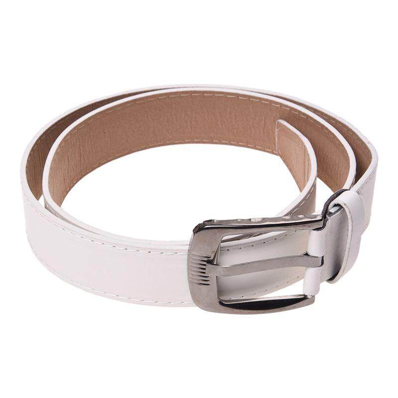 Simple Men Casual Waistband PU Leather Belt Smooth Buckle Belt, White Simple Men Casual Waistband PU Leather Belt Smooth Buckle Belt, White