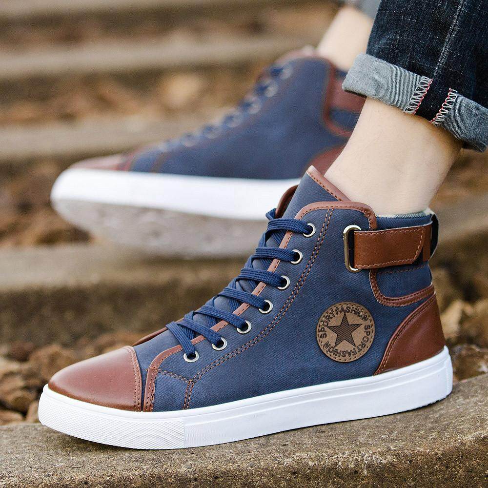 CocolMax Men Women Causal Shoes Lace-Up Ankle Boots Shoes Casual High Top Canvas Shoes