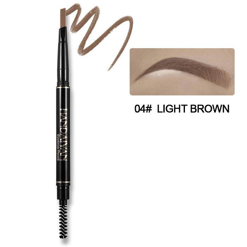 WULI HANDAIYAN #04 Light สีน้ำตาลคงทน Double Ended ดินสอเขียนคิ้วกันน้ำ NO Blooming หมุนได้สามเหลี่ยมปากกา