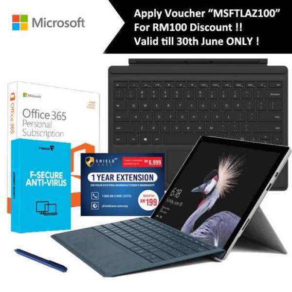 NEW Microsoft Surface Pro-Core i5 8G/256GB Free Surface Pro Type Cover(Black)+ Shieldcare 1 Year Extended Warranty+ F-Secure EndPoint Protection+ Office 365 Personal+ Microsoft Surface Pen (Cobalt Blue) Malaysia