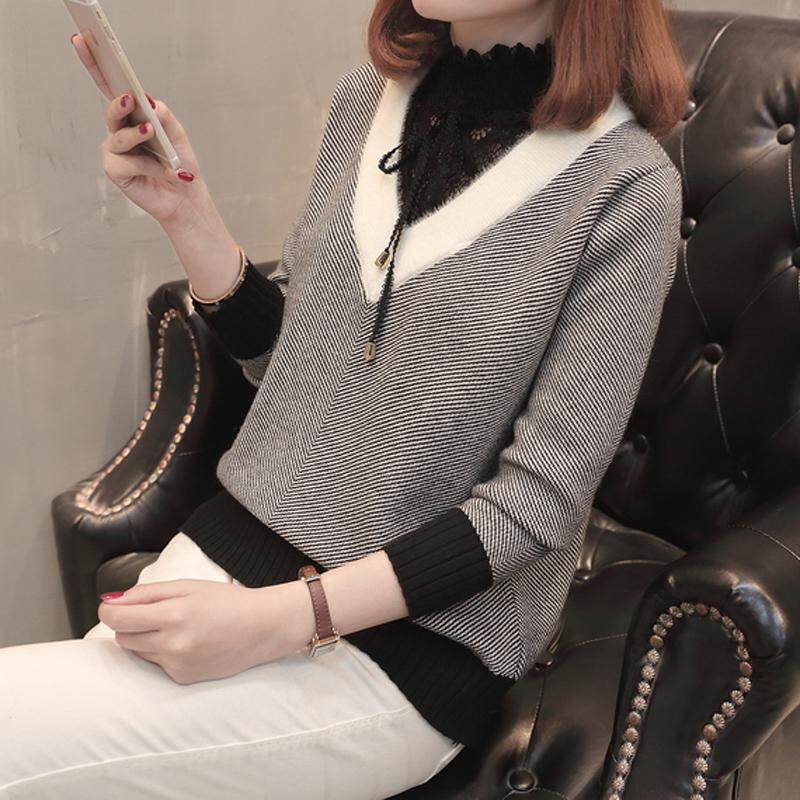 2018 เสื้อผ้าแฟชั่น ใหม่ RESTONIC นางฟ้ามากเสื้อขนสัตว์ถักเข้าได้หลายชุดลมขี้เกียจคลุมศรีษะเพิ่มความหนายอดนิยมเสื้อรองในหญิงปลอมสองชิ้น
