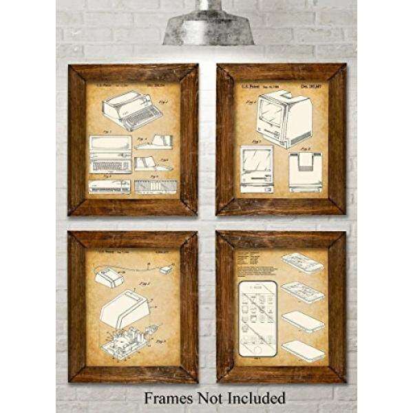 Original Steve Jobs Computer Patent Art Prints - Set of Four Photos (8x10) Unframed - Great Gift for Computer Geeks / Gurus and Tech Support Malaysia