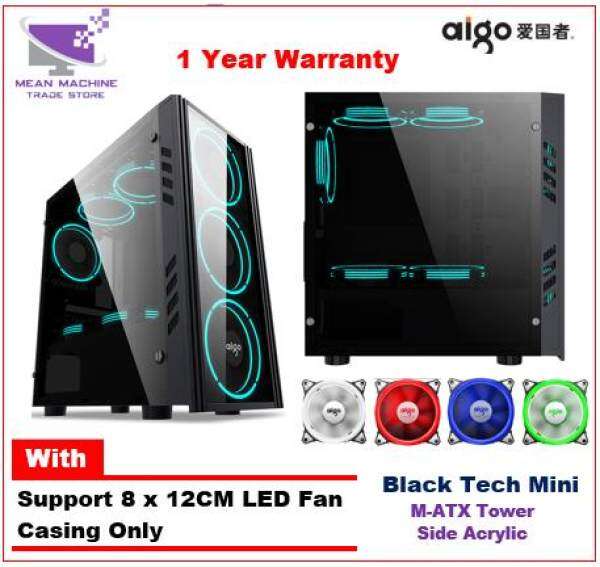 Aigo Black Technology Mini M-ATX Tempered Glass Acrylic Gaming Chassis Malaysia